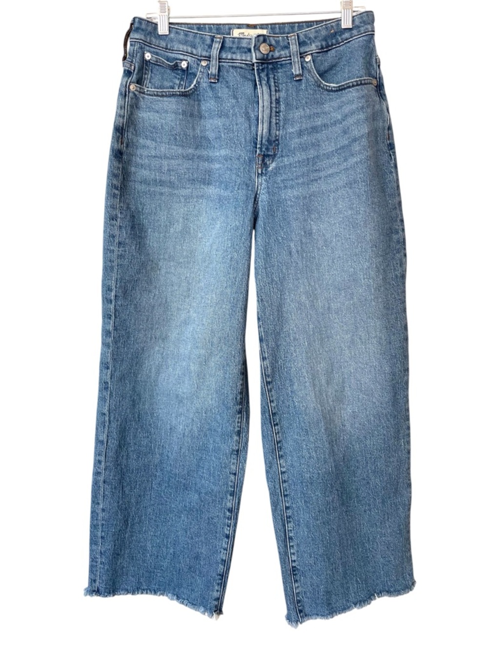 Madewell The Curvy Perfect Vintage Wide-Leg Jeans Frayed Hem Womens Size 30